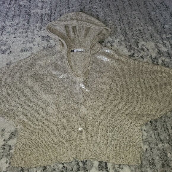 JENNIFER LOPEZ SEQUIN KNIT HOODIE BATWING SLEEVE - Picture 10 of 13